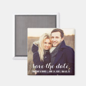 日付を保存モダン婚約Photo Magnet S W マグネット (正面/裏面)