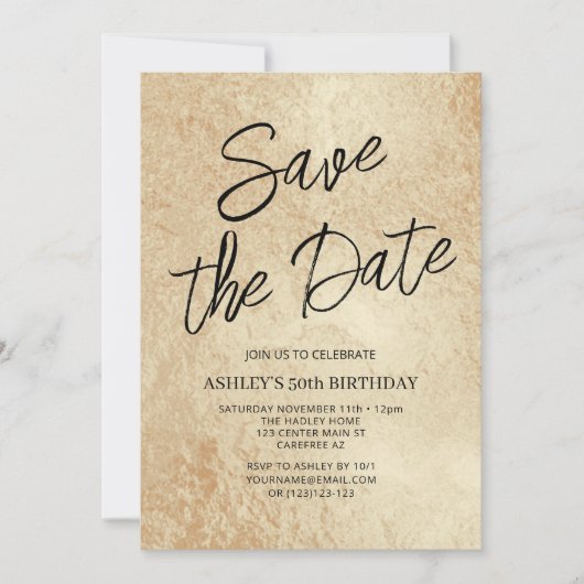 日付を保存モダン50日誕生日 招待状 (正面)