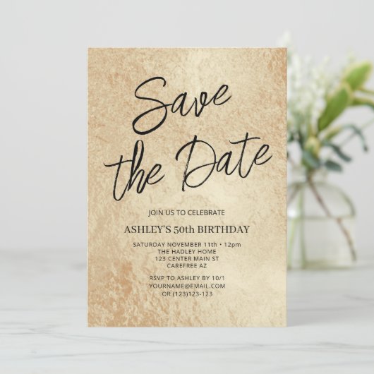 日付を保存モダン50日誕生日 招待状 (スタンド正面)