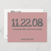 日付を保存モダン!ピンク 案内ポストカード (正面/裏面)