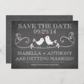 日付を保存ヴィンテージシャルボードラブバード セーブザデート (正面/裏面)