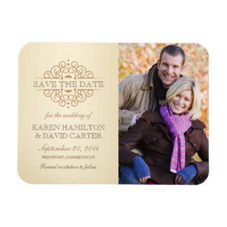 日付を保存ヴィンテージスクロールの写真マグネット マグネット