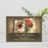 日付を保存ヴィンテージ写真の素朴な招待状 セーブザデート (スタンド正面)