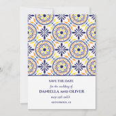 日付を保存地中海のしたネイビーイエロータイル 招待状 (正面)