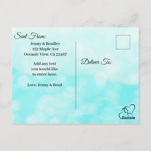 日付を保存海ショアビーチテーマ結婚の ポストカード (裏面)
