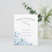 日付を保存淡い色の青Anemone Garden ポストカード (スタンド正面)