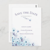 日付を保存淡い色の青Anemone Garden ポストカード (正面/裏面)