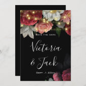 日付を保存素朴するブルゴーニュのフローラ文字列 招待状 (正面/裏面)