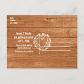 日付を保存素朴オークウッド&ハートスタンプPhotoR 案内ポストカード (裏面)