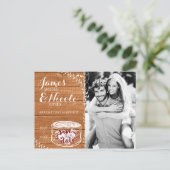 日付を保存素朴オークウッド&ハートスタンプPhotoR 案内ポストカード (スタンド正面)