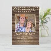 日付を保存素朴木製ストリングライト写真 セーブザデート (スタンド正面)