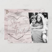 日付を保存素朴白樺の木婚約写真 ポストカード (正面/裏面)