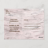 日付を保存素朴白樺の木婚約写真 ポストカード (裏面)