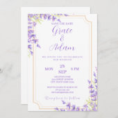 日付を保存結婚式招待状ラバンダーパープル 招待状 (正面/裏面)