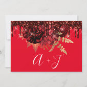 日付を保存花模様バラドリップブルゴーニュ赤 セーブザデート (裏面)