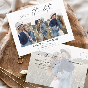 日付を保存4フォトクラスエレガントスモダン ポストカード