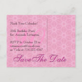 日付を保存90誕生日ピンクと黒のレース 案内ポストカード (裏面)