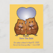 日付を保存：かわいいハムスターカップル：ハート 案内ポストカード (正面)