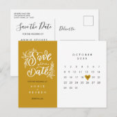 日付を保存 カレンダー ゴールド ラブ ハート ポストカード (正面/裏面)