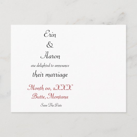 "日付を保存"ギザギザのエッジハートブーケ ポストカード (裏面)