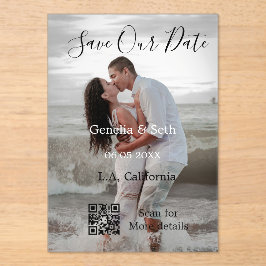 日付を保存 シンプル ミニマル QRコード 詳細 アクリル招待状