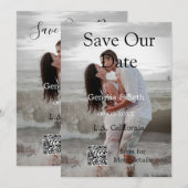 日付を保存 シンプル ミニマル QRコード 詳細 セーブザデート (正面/裏面)