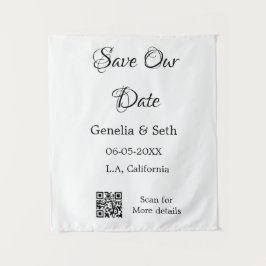 日付を保存 シンプル ミニマル QRコード 詳細 タペストリー