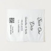 日付を保存 シンプル ミニマル QRコード 詳細 タペストリー (正面(横))