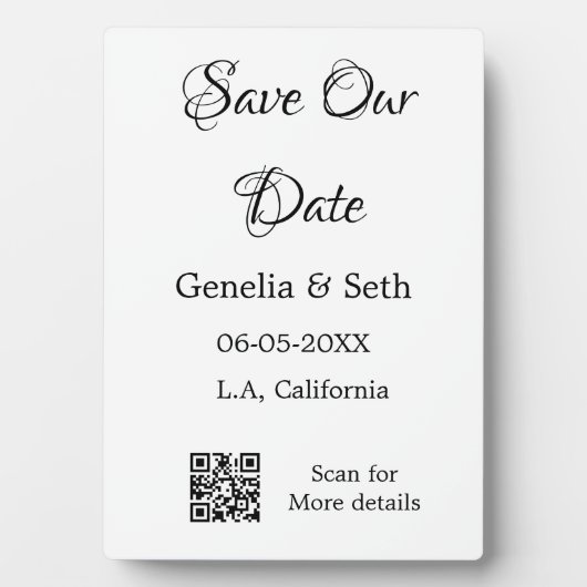 日付を保存 シンプル ミニマル QRコード 詳細 フォトプラーク (正面)