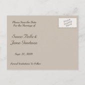 日付を保存 – ダークピンクのチューリップ&ウッド 案内ポストカード (裏面)