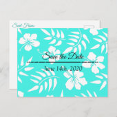 日付を保存 ティール ハイビスカス 南国 テーマ ポストカード (正面/裏面)