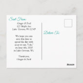 日付を保存 ティール ハイビスカス 南国 テーマ ポストカード (裏面)