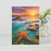 日付を保存 ビーチのヒトデ 招待状 (スタンド正面)