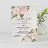 日付を保存 フォトレース ピンクハイドランジア 木製フェンス セーブザデート (スタンド正面)