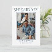 日付を保存 フォト ウェディング アナウンス ブルー セーブザデート (スタンド正面)