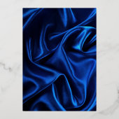 日付を保存 ブルー シルク背景 箔招待状 (裏面)