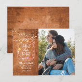 日付を保存 マーソンジャー ストリングライト ラスティック フォト ポストカード (正面/裏面)