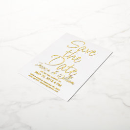 日付を保存 モダンな箔 タイポグラフィ デザイン 箔招待状ポストカード