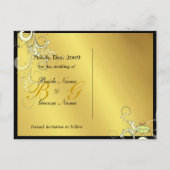 日付を保存、モノグラムのクリーム渦巻き 案内ポストカード (裏面)