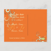 日付を保存,モノグラムのクリーム渦巻き/DIY色 案内ポストカード (裏面)