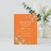 日付を保存,モノグラムのクリーム渦巻き/DIY色 案内ポストカード (スタンド正面)