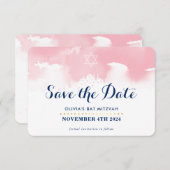 日付を保存(ユダヤ教の)バル・ミツバースモダンターのピンクの水色 サンキューカード (正面/裏面)