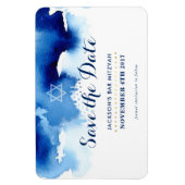 日付を保存(ユダヤ教の)バル・ミツバーモダン星青色の水色 マグネット (縦)