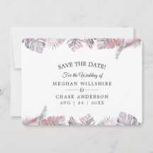 日付を保存 ローズ マーブ ウォーターカラー トロピカル リーブ