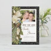 日付を保存 – ヴィンテージ孔雀&マグノリア渦巻き セーブザデート (スタンド正面)