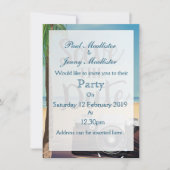 日付を保存 ヴィンテージ カメラとビーチ 招待状 (正面)