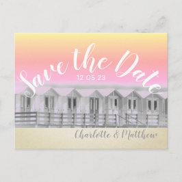 日付を保存 夕焼けのビーチハウス 海辺のポストカード 案内ポストカード