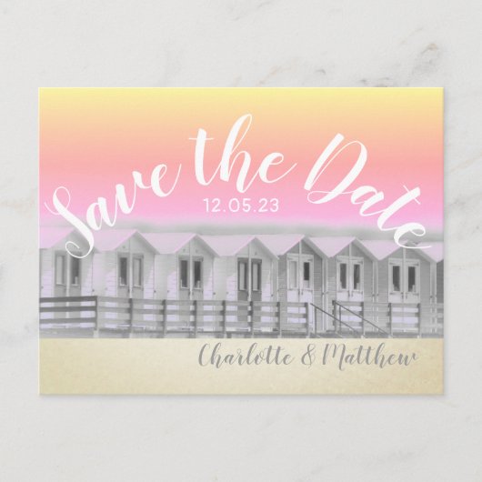 日付を保存 夕焼けのビーチハウス 海辺のポストカード 案内ポストカード (正面)