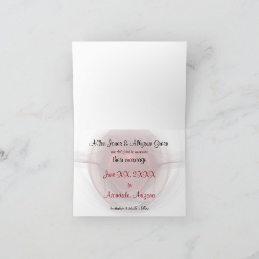 「日付を保存」点灯ハート 招待状 (内部)