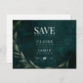 日付を保存、緑クラシック色 シーズンポストカード (正面/裏面)